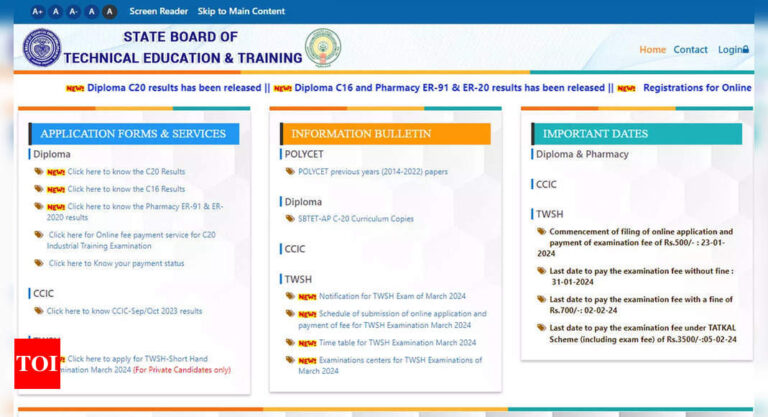 AP SBTET 2024 Diploma Outcomes for C16 and ER-19, 20 Launched at sbtet.ap.gov.in; Direct hyperlink