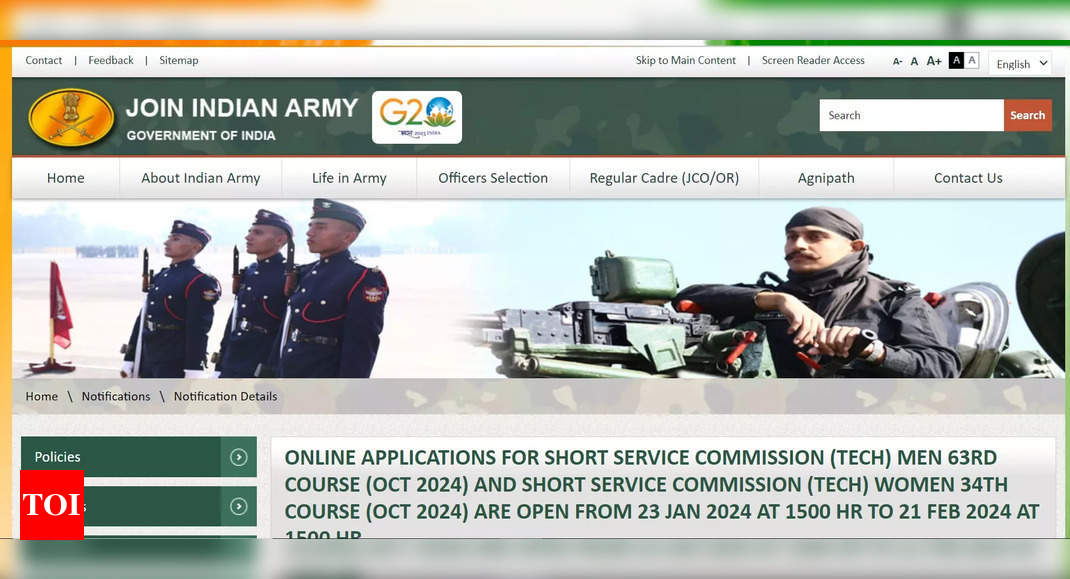 Indian Army SSC Tech Recruitment 2024: Registration Begins for 381 Posts, Apply Now |