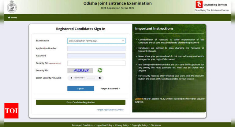 OJEE 2024 Registration, Examination Dates, Software Course of | Official Web site |