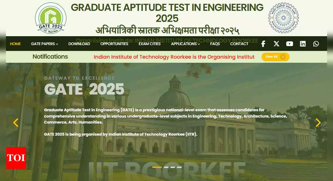 IIT Roorkee to conduct GATE 2025 on February 1, 2, 15, and 16 IIT Roorkee to conduct GATE 2025 on February 1, 2, 15, and 16