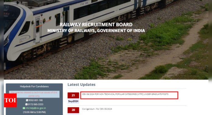 RRB NTPC Recruitment 2024: Notification for 3,445 Non-Graduate Vacancies Released, Registration Begins Today