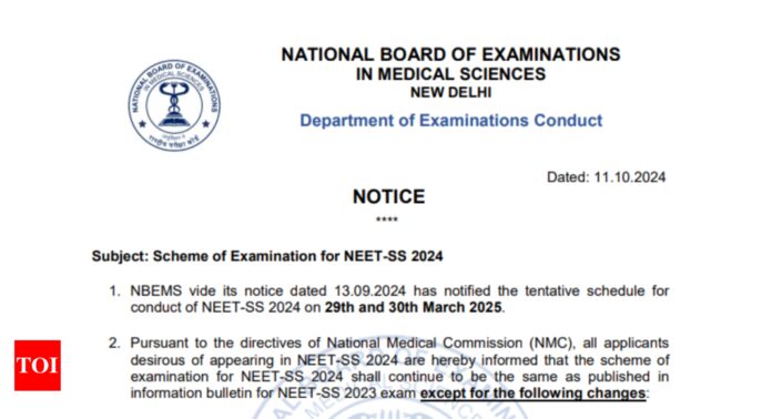 NBEMS issues important notice for NEET SS 2024: Check details here