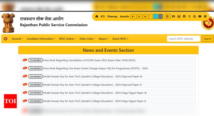 RPSC Assistant Professor Model Answer Key 2024 Released: Direct Link to Check Here