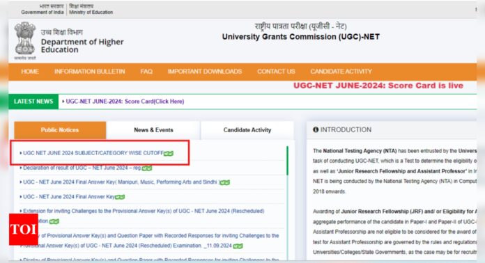 UGC NET Result 2024 OUT: Direct link to check subject/category wise cut-off