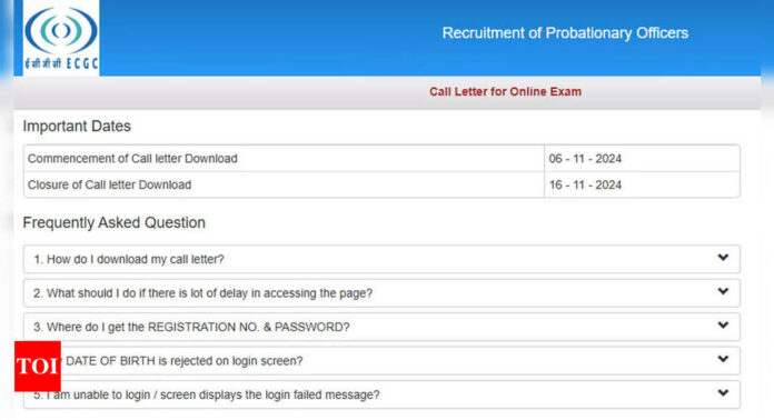 ECGC PO Admit Card 2024 Released for November 16 Exam: Direct Link